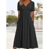 QICED Abiti casual con scollo a V a maniche corte stampa tinta unita primavera estate moda donna