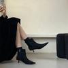 European Station Women's Shoes 25 Autumn and Winter Fashion Soft Korean Flannel Pointed Temperament Side Zipper Stiletto Short Boots