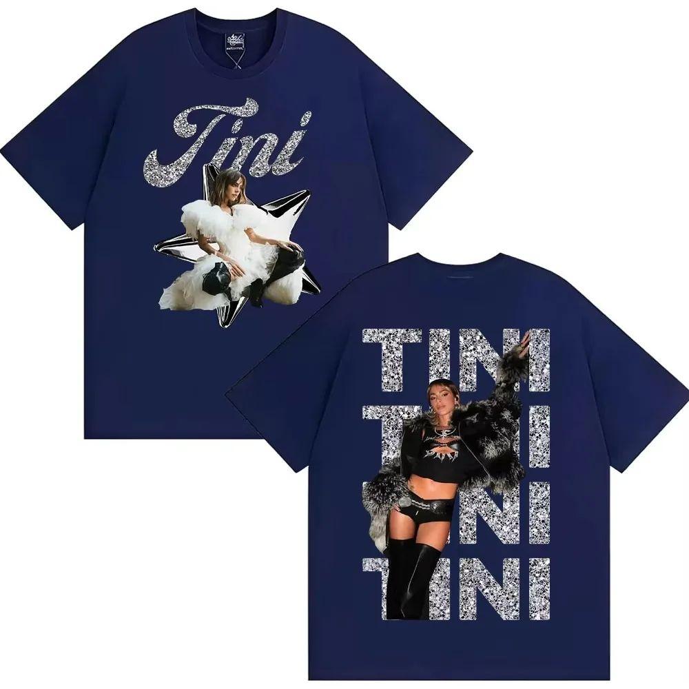 Hip Hop T Shirt Singer Tini Stoessel Album Double Sided Print Tops Fashion Aesthetic Vintage Tshirt Cotton Oversized Tshirts
