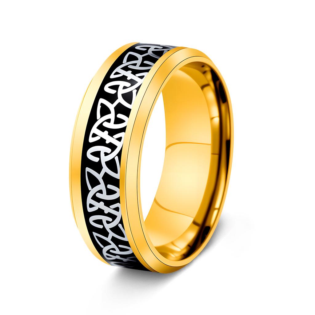 8mm Titanium Steel Celtic Trinity Knot Ring for Men