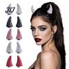 Unisex Metal Hair Clips Magnetic Rhinestone Devil Horns Accessories for Halloween Cosplay, Sparkling Stylish Glittering Cosplay Props 3D Horn