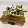 25,4 cm Polerad Mässing Sextant Marin Nautisk Samlarobjekt Skepp Astrolabium Med Låda