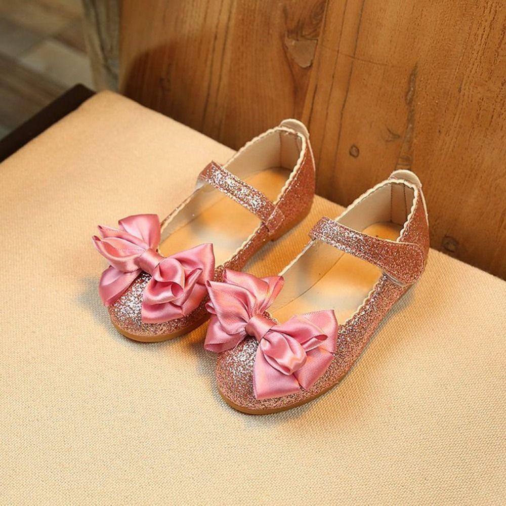 Bow-knot Dance Party Shoes Glitter Leather Shoes Princess Performance Footwear  Toddlers