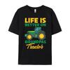 Kids Young Farmer Funny Tractor Boy On Grandpas Tractor Mens Shirts Graphic Tee Mens Clothes Classic