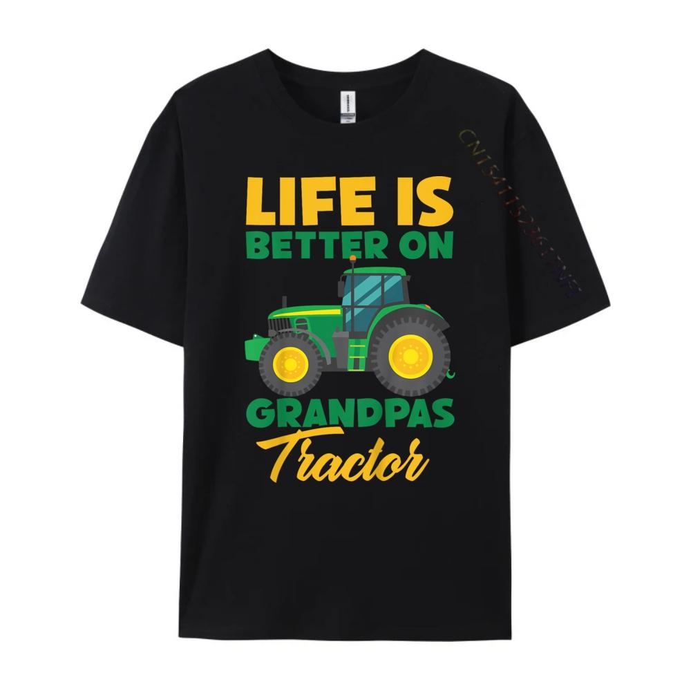 Kids Young Farmer Funny Tractor Boy On Grandpas Tractor Mens Shirts Graphic Tee Mens Clothes Classic