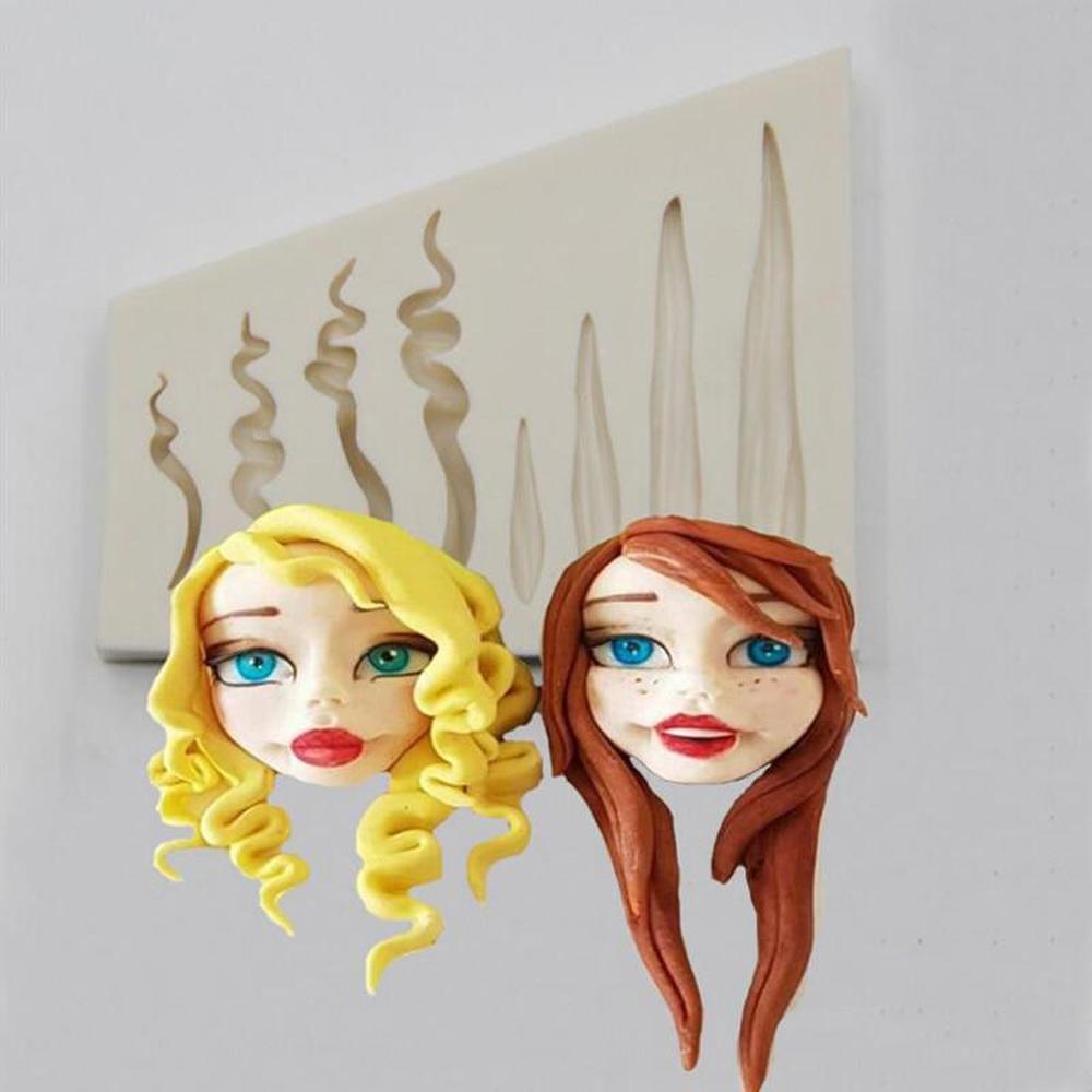 Silicone Mold Hair Shaped Fondant Cake Mold Chocolate Fudge Utensils Kitchen Baking Mold
