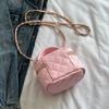 Mini Diamond Quilted Leather Bucket Bag Checkered Pattern Multi-Color Crossbody Bag with Gold Chain Shoulder Strap