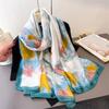 Koreanische Dünne Bedruckte Schals Damen Imitationsseide Brokat Sonnenschutz Schals Frühling Herbst Langer Schal Wickeltücher Weiblich Neu