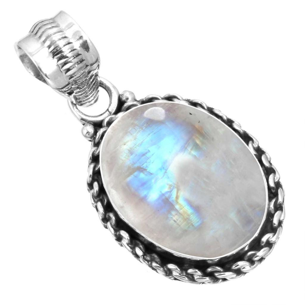 925 Sterling Silver Pendant Women Gemstone Handmade Jewelry Friendship Day Gift Malachite Moonstone Rose Quartz Red Stone Smoky Topaz Tiger Eye
