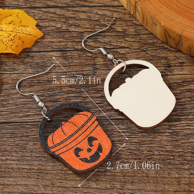 European & American Halloween Pumpkin Cat Candy Basket Earrings