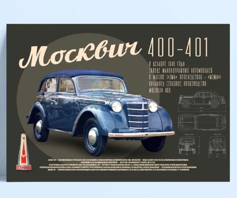 Retro Soviet Car Poster, Tin Sign Metal Print, Wall Art Decor 20x30cm
