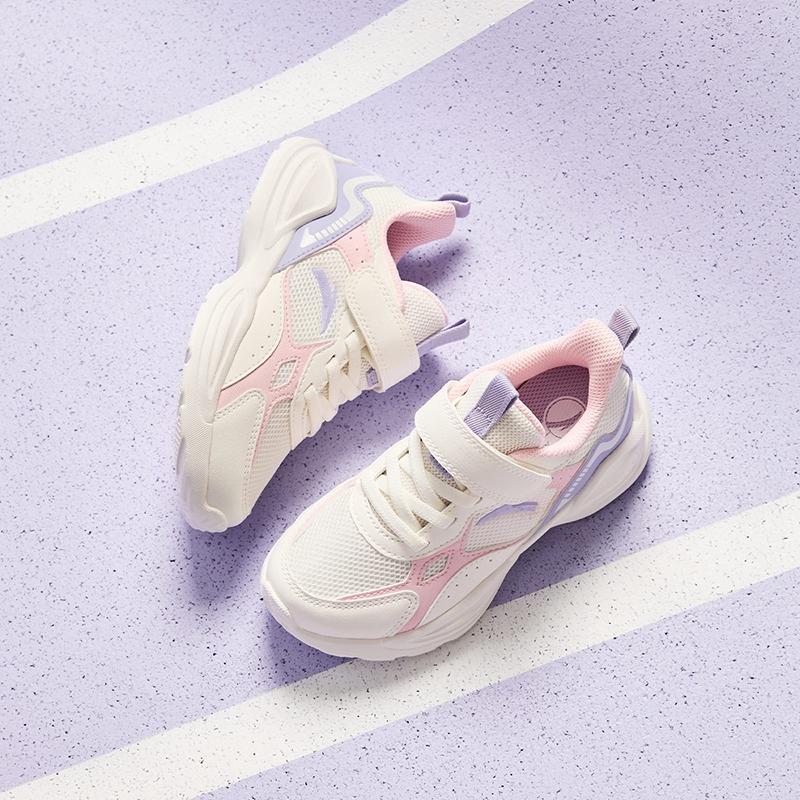 Anta Kids Fashion Versatile Comfortable Lightweight Shock Absorbing Low Top Running Shoes Kids sneaker White Pink Purple A22449977-3