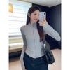 2025 Fall and Winter Double Zipper Long Sleeves Knitwear Female Sexy Silm Slim Looking Korean Style Niche Style Short Tops Trendy High Elastic
