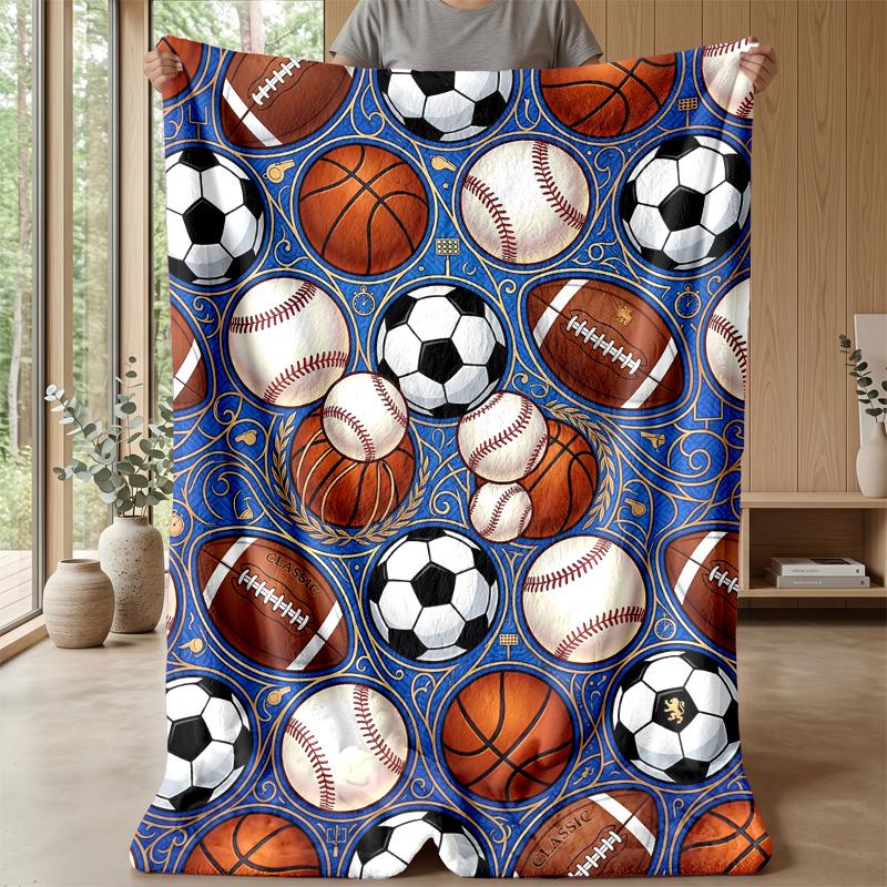 Sports Ball Pattern Theme blanket Lightweight Warm Flannel Blanket Decorative Throw Blanket for Home Decoration