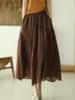 Johnature Women Patchwork Vintage Skirts Elastic Waist Solid Color High Quality Cloths Soft Women A-Line Skirts