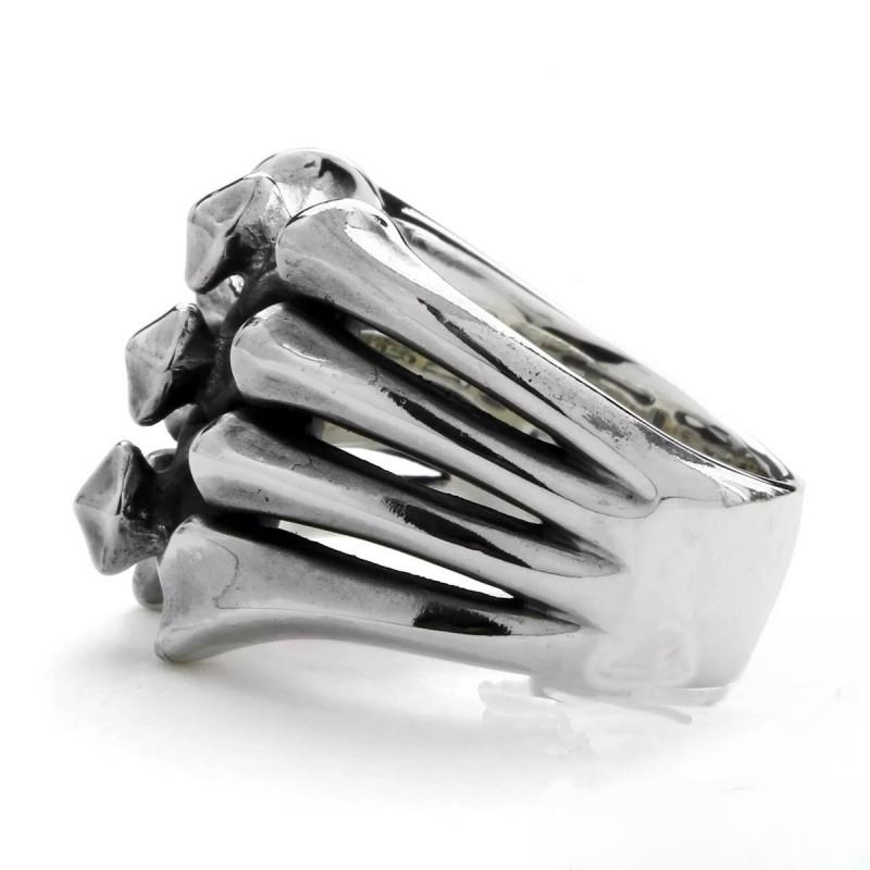 Adjustable Open Ring Men Women Geometric Bone Motif Vintage Style Plated Statement Jewelry