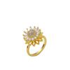 Koreanischer trendiger offener verstellbarer Ring mit Zirkonia und Sonnenblume für Damen, modischer drehbarer Ring, Schmuckzubehör