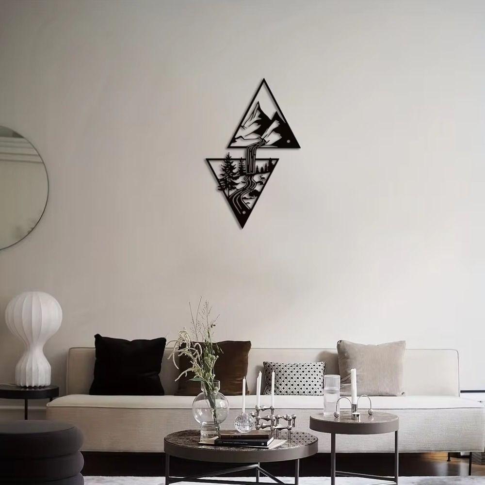 Mountain Waterfall Wall Panel Metal Art Home Decor Living Room