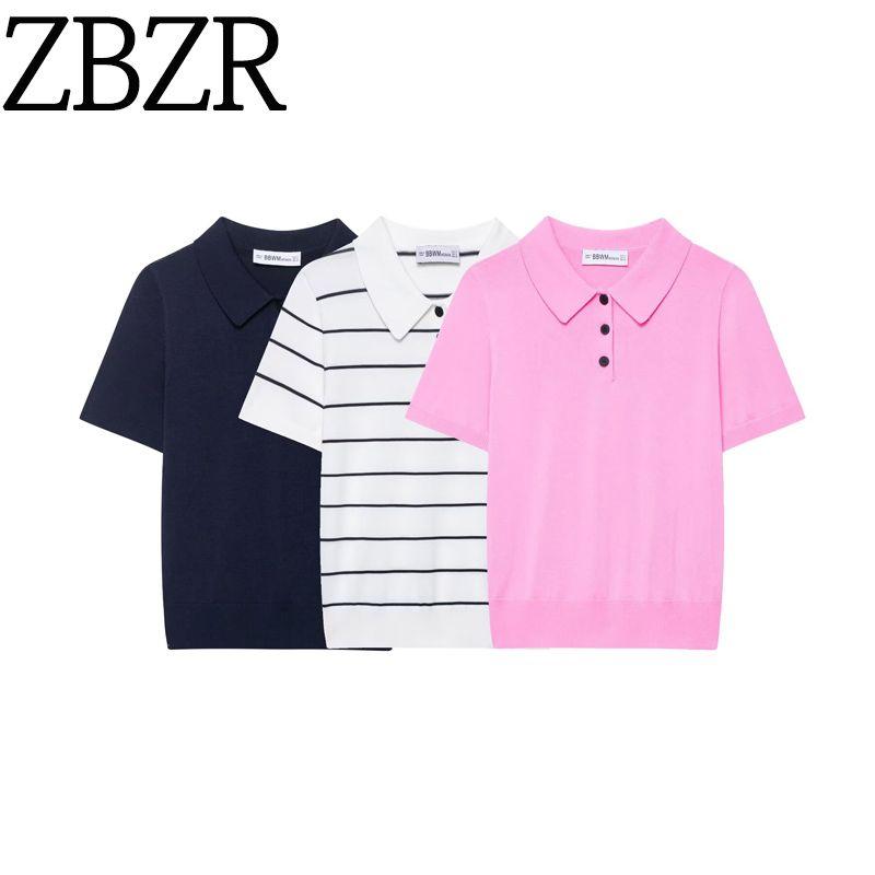 Zbzr Spring New Women clothes Western Style Fashion Temperament Short sleeve Knitted Polo Shirt Collar Top 2142019