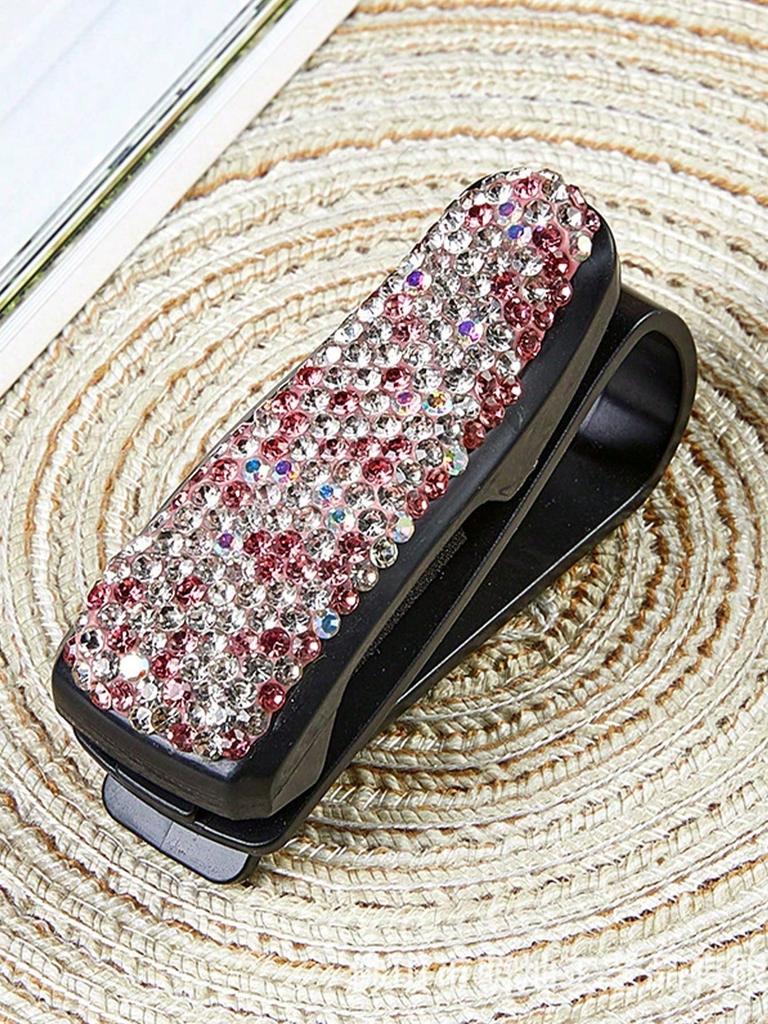1Pc Diamond-Style Car Eyeglass Holder: A Mini and Exquisite In-Car Storage Accessory Balancing Aesthetics and Practicality