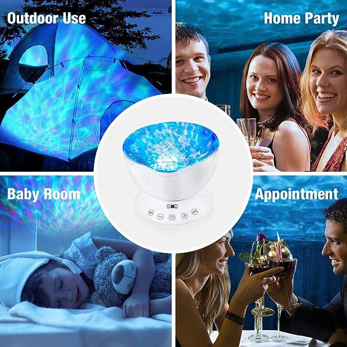 Ocean Wave Starry Sky Projector: Colorful Sleep Aid & Atmosphere Light with Speaker
