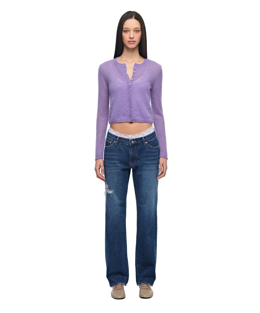 Toomuchtax Mohair Slim Fit Cardigan Lavender