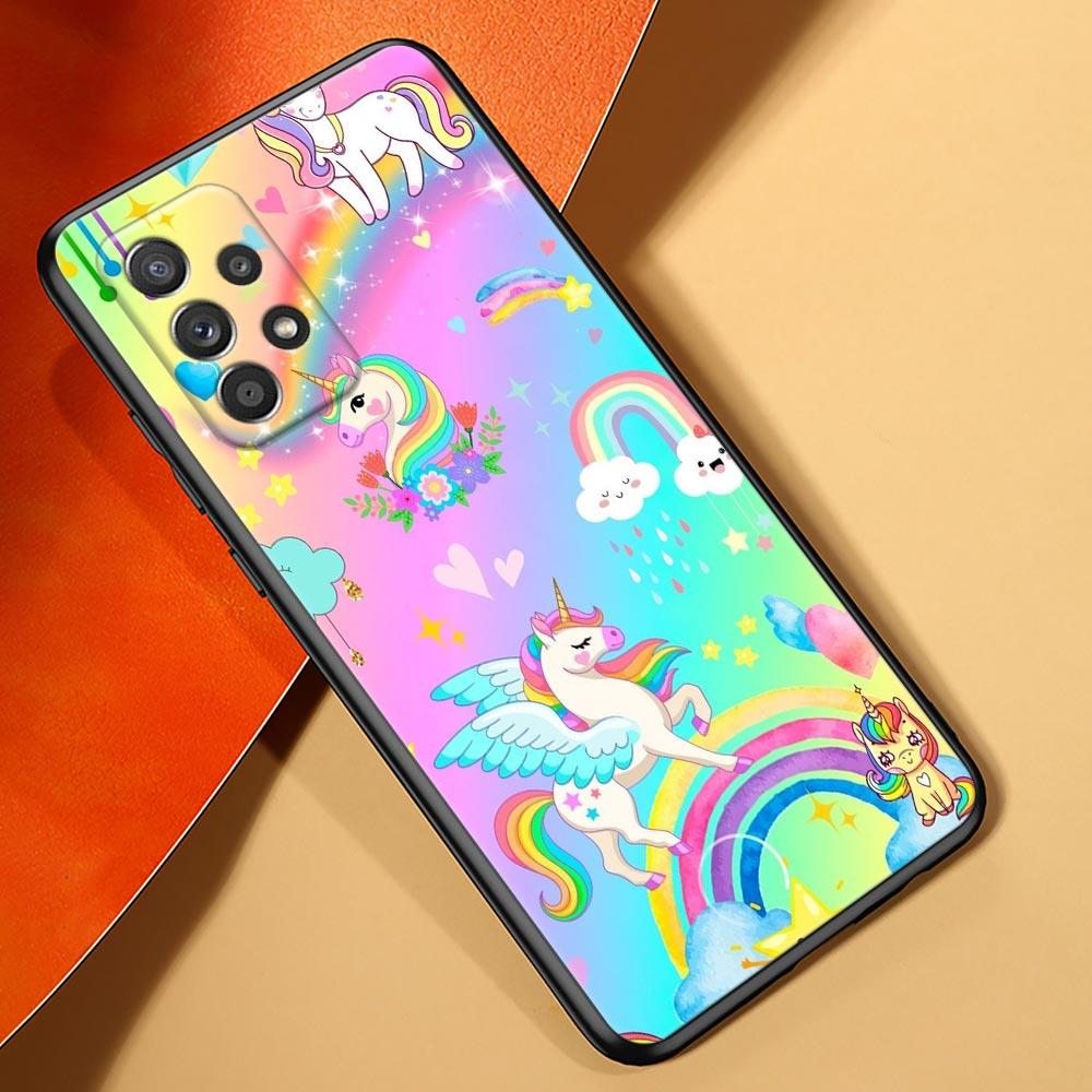 Cute Cartoon Rainbow Unicorn Case For Samsung Galaxy A23 5G Cases A13 4G A24 A23 A12 A14 A21s A22 A01 A03 A04 S Soft Phone Cover