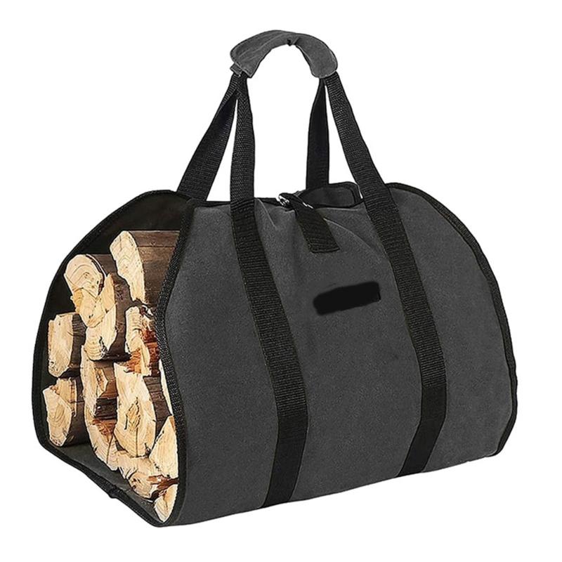 Spacious Outdoor Firewood Bag Waterproofed Oxfords Materials Reinforced Handle Easyly Clean Camping Gear