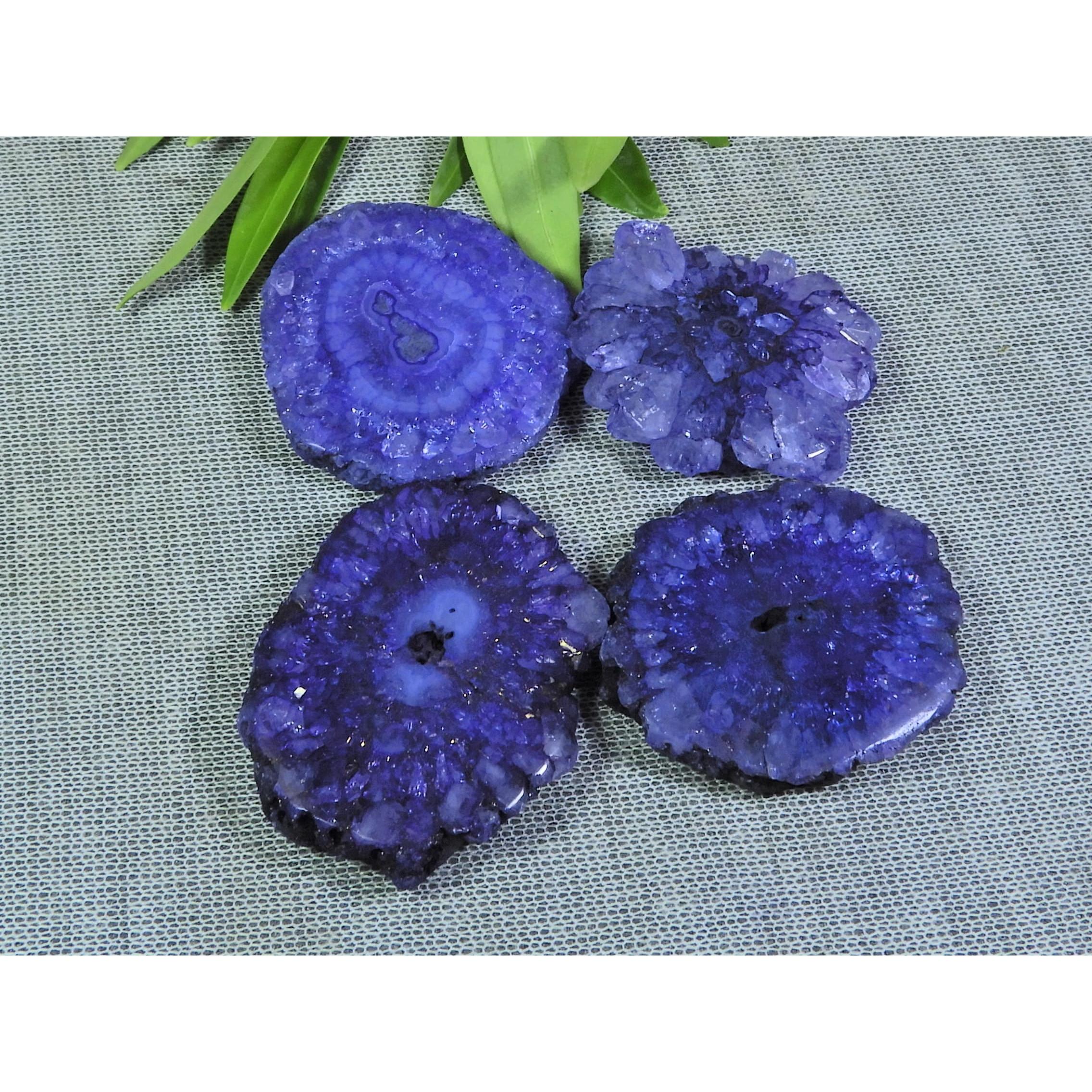 

238Cts. Dyed Solar Durzy Agate 4Pcs Crystal Loose Gemstone Lot 28X33-33X34MM A-217