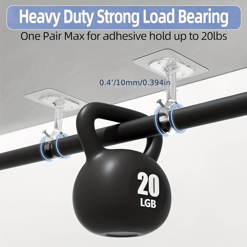 2pcs Non-Drilling Ceiling Curtain Rod Brackets | Heavy-Duty Self-Adhesive, Adjustable Curtain Hooks, Suitable for Wardrobe and Bedroom