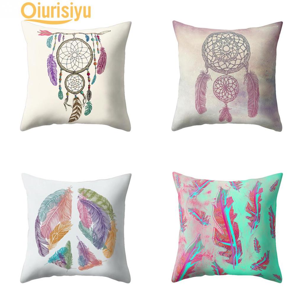 Buy Feather Dream Catcher Print Throw Pillow Case at affordable prices