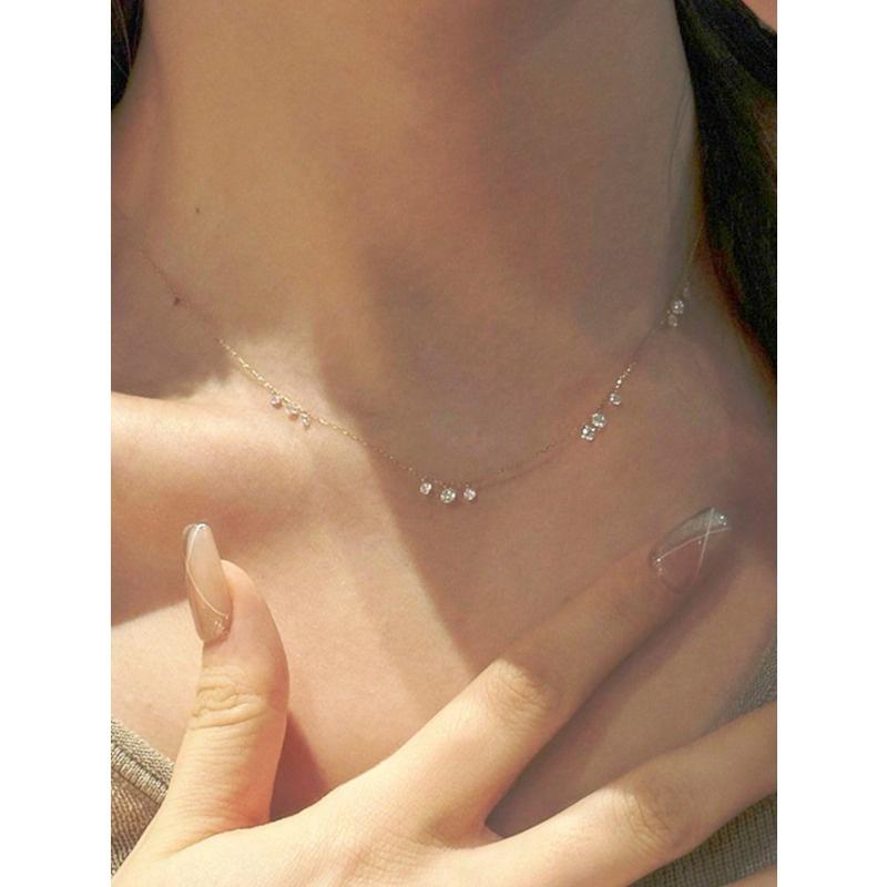 1 kus jednoduchého a elegantního náhrdelníku s přívěskem ve tvaru kapky vody ze zirkonu, lehký řetízek ke klíční kosti, všestranný pro dojíždění, k obdarování