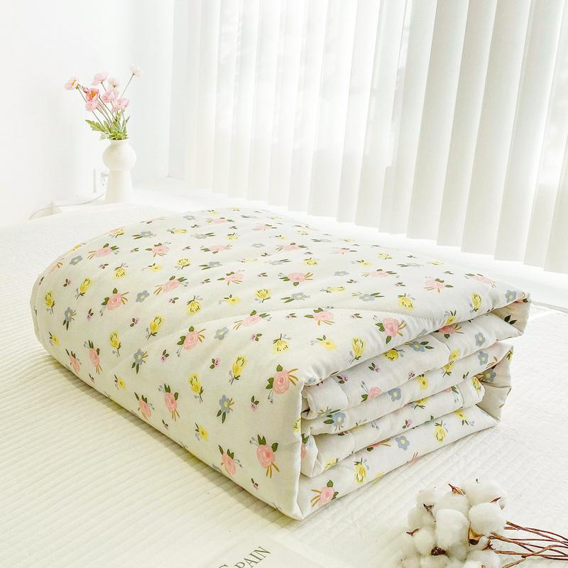 Cool Cotton Summer Thin Quilt, Machine Washable Single Double Pure Cotton Quilt, Air Conditioning Summer Blanket