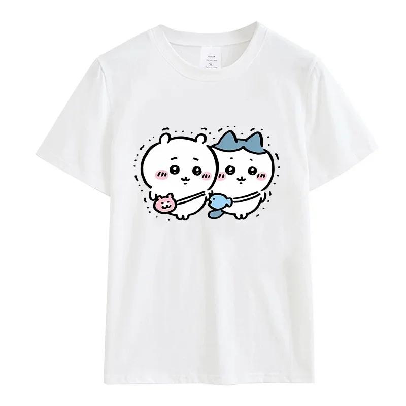 Kawaii Anime Summer Japan Mniniso Awesome T-shirt Cotton Popular Men Women Short-sleeved Casual Wear Chiikawa T-shirt