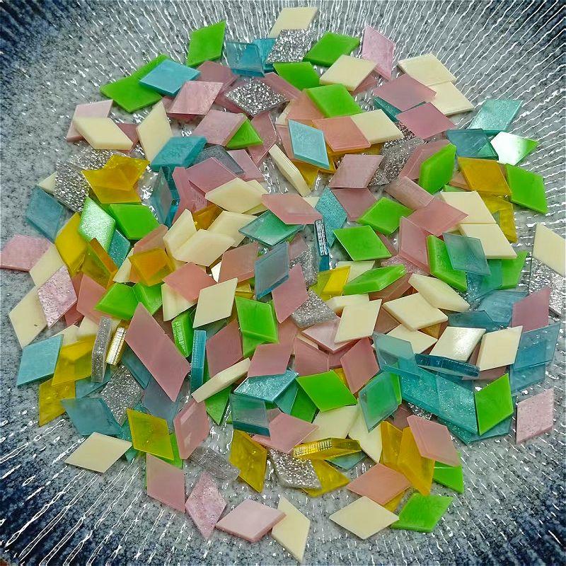Around 107pcs Soft Acrylic Mosaic Tiles Lozenge Mix Colorful Tiles DIY Mosaic Making for Craft Arts Accessories 97