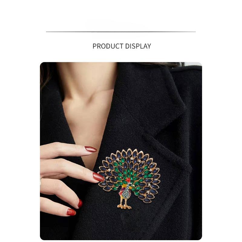Peacock Brooch for Women, European and American Fashion, Clothing Accessories, Vintage Animal High-end Chest Flower