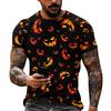 Women Halloween Short Sleeve T Shirt Round Neck Pumpkin Web Print Casual Lightweight Top S XL