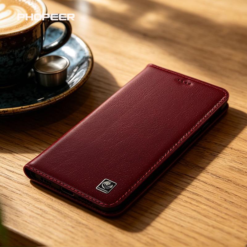 Luxury Genuine Leather Case for Xiaomi Poco F8 F7 F6 F5 F4 F3 F2 F1 5G Ultra GT Pro Water Ripple Texture Flip Phone Case