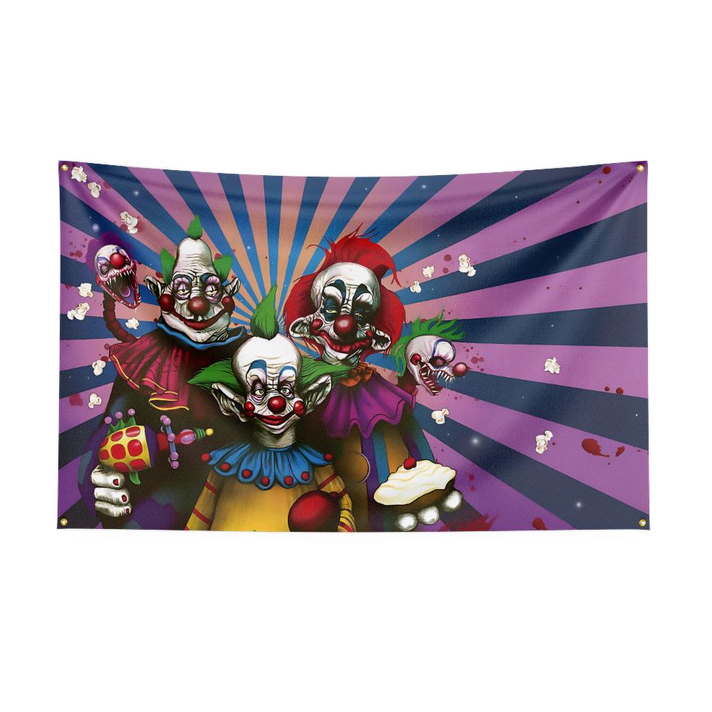 3x5 Ft Kkillers Clowns Flag Classic Horror Movie Flag Halloween Wall Hanging Banner Decor Movie Poster Outer Space