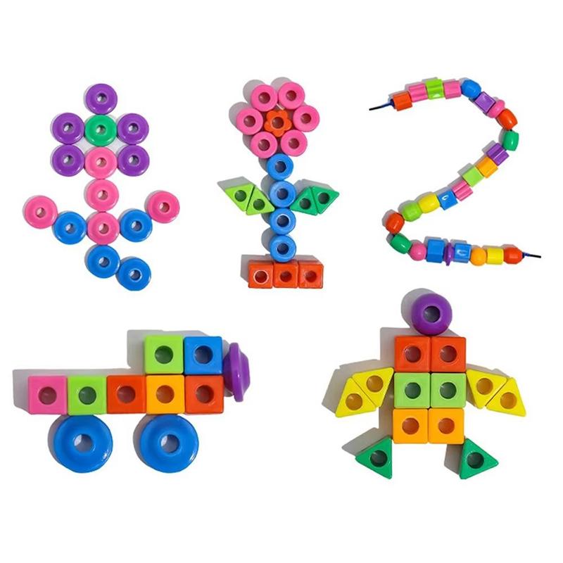 20~200PCS Beaded Counting Toys DIY Handmade Puzzle Wearing Beads Building Blocks Children Early Education Geometry Shape Toy TMZ