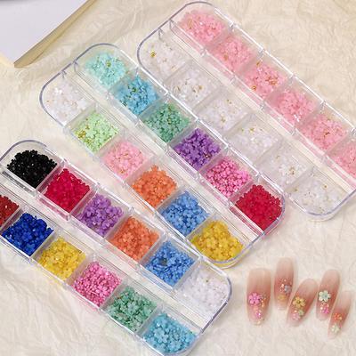12/15 Roosters 3D Bloem Nail Art Decoratie Kleurrijke Hars 5-Bladige Bloem Nail Charms Strass Steentjes DIY Manicure Accessoires