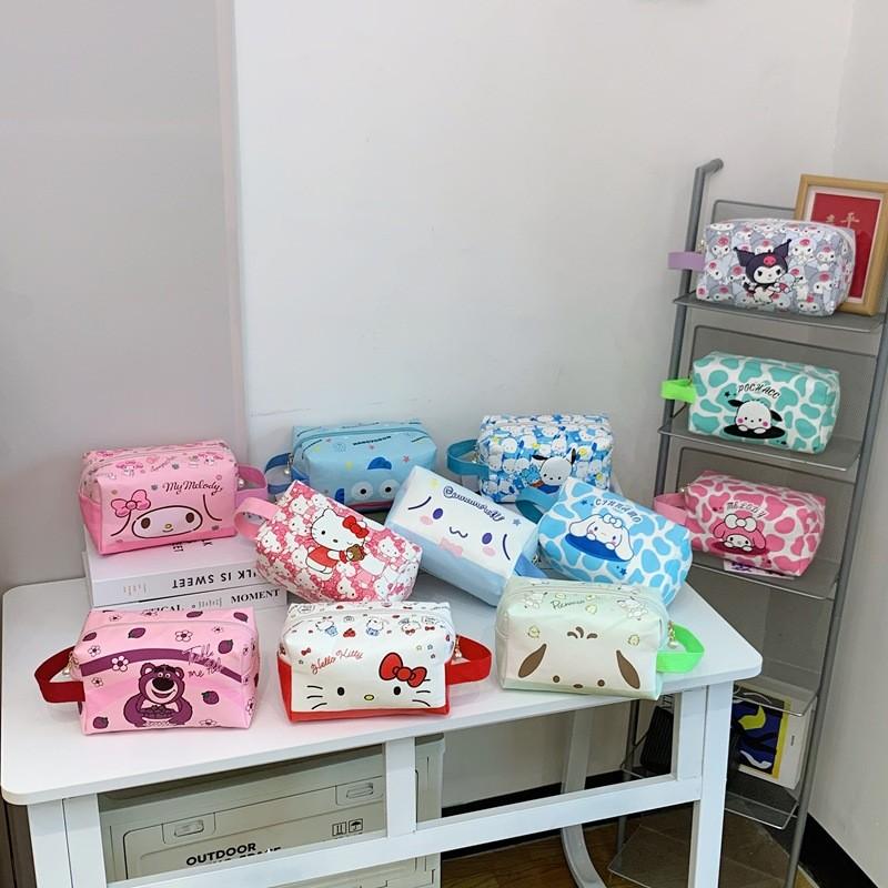 Cinnamoroll Kuromi Melody Print Nylon Travel Makeup Bag With Breathable Design For Unisex Use