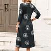 Women's Floral Print V-Neck Casual 3/4 Sleeve Dress