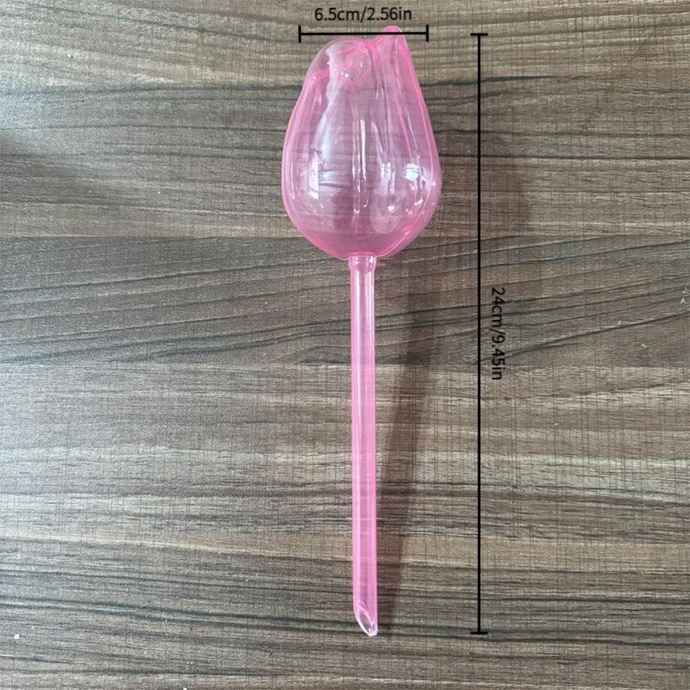 Tulip Shape Watering Balls Pink Narrow Outlet Design Auto Flower Waterer Glass Extend Drip Time Plant Waterer for Indoor Plants