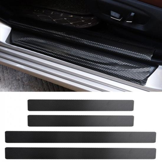 4x Carbon Fiber Car Door Plate Sill Scuff Cover Anti-Scratch Sticker Accessories