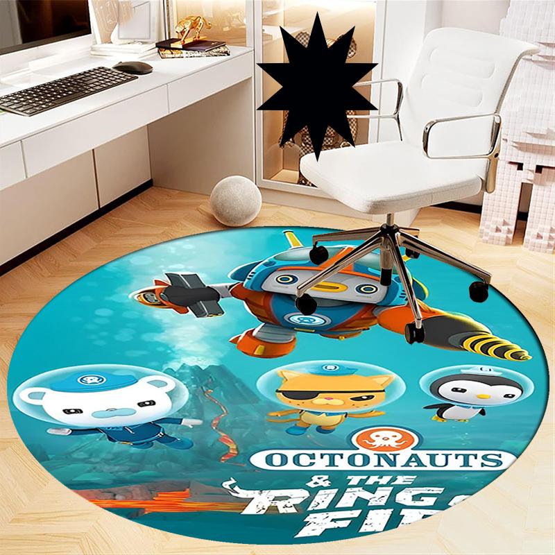 Octonauts Printed Round Rug Carpet Chair Rug Area Rug Entryway Doormats,for Office Chair Living Room Bedroom Kitchen Room.