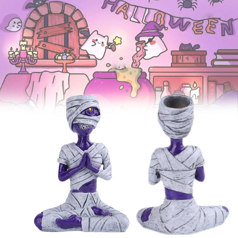 Halloween Lila Mumie Tischdekoration Mit Einzigartigem Harz-Skelett-Design Für Festliche Eleganz