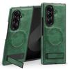 For Samsung Galaxy Z Fold7 5G Case Compatible with MagSafe Kickstand Leather Phone Back Cover