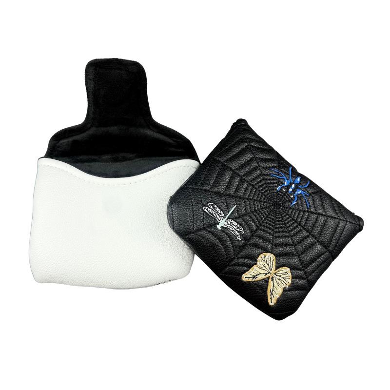 Black & White Spider Embroidered Magnetic Golf Putter Cover