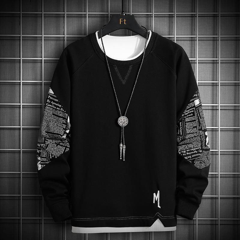 Men's Long Sleeve T-shirt Spring and Autumn New Hoodie Korean Version of The Trend Ins Bottom Shirt Young Students On Clothes